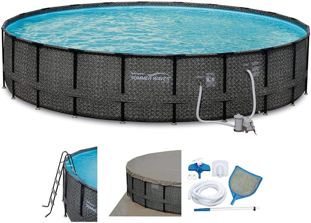 Summer Waves Elite 22ft x 52in Above Ground Frame Outdoor Swimming Pool