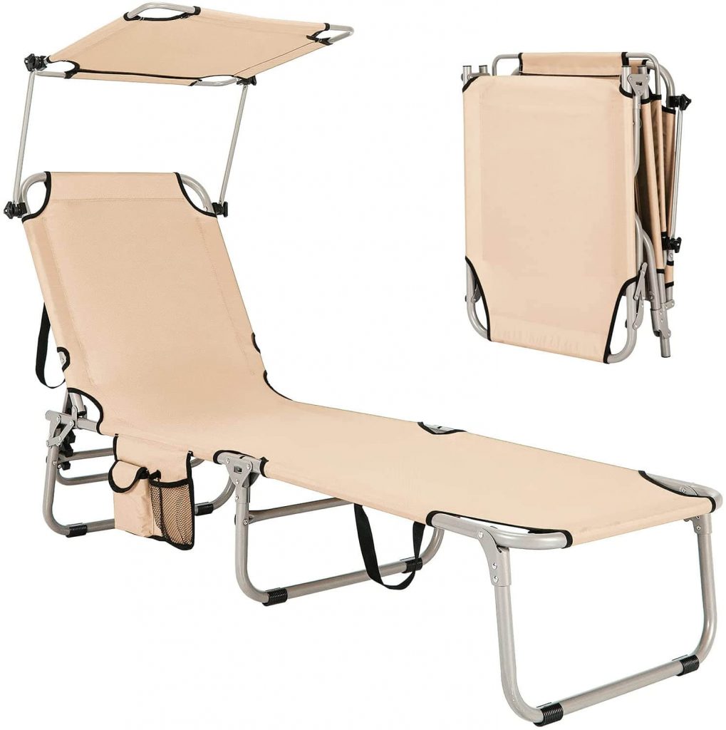 	 GYMAX Folding Chaise Longue