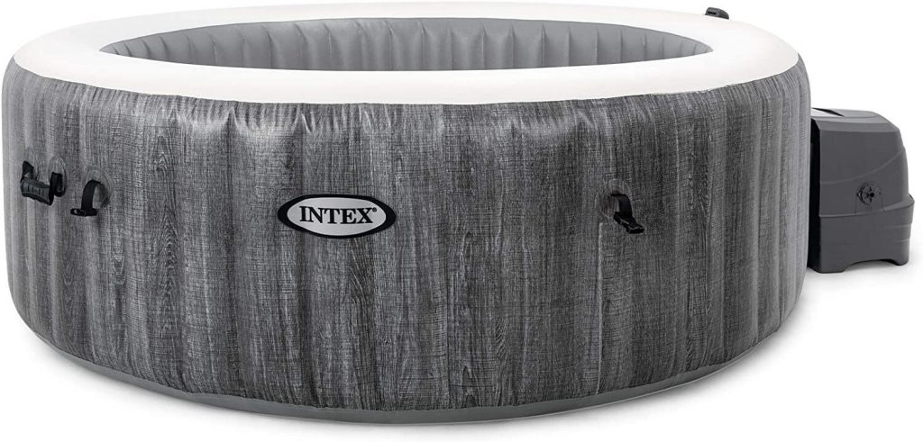 Intex 28439E Greywood Deluxe 4 Person Outdoor Portable Inflatable Hot Tub Spa